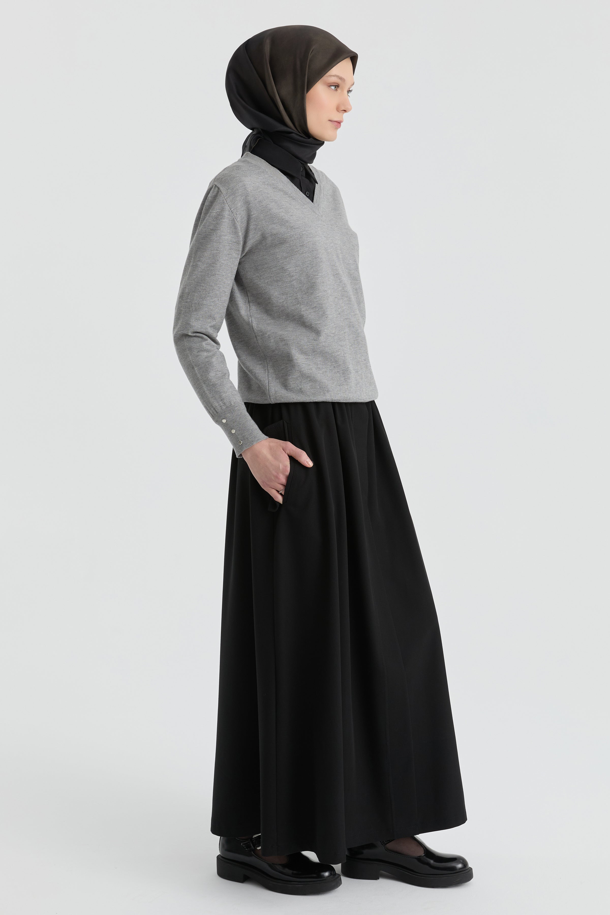 Cep Detaylı Etek - Siyah TUGBA