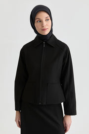Kuplu Mini Ceket - Siyah TUGBA