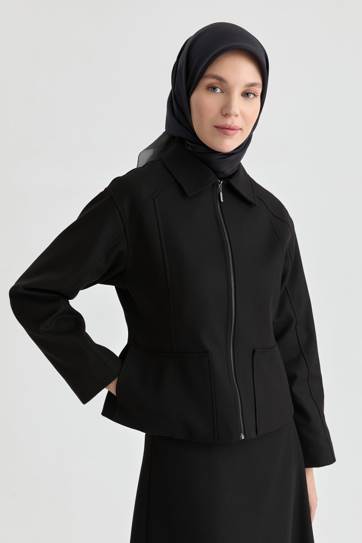Kuplu Mini Ceket - Siyah TUGBA