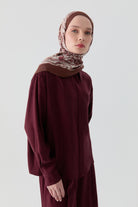 Önden Yırtmaçlı Gömlek - Bordo TUGBA
