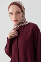 Önden Yırtmaçlı Gömlek - Bordo TUGBA