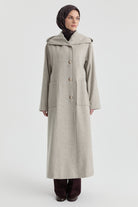 Kapüşonlu Kaşe Manto - Taş TUGBA