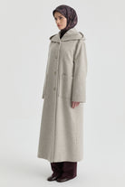 Kapüşonlu Kaşe Manto - Taş TUGBA