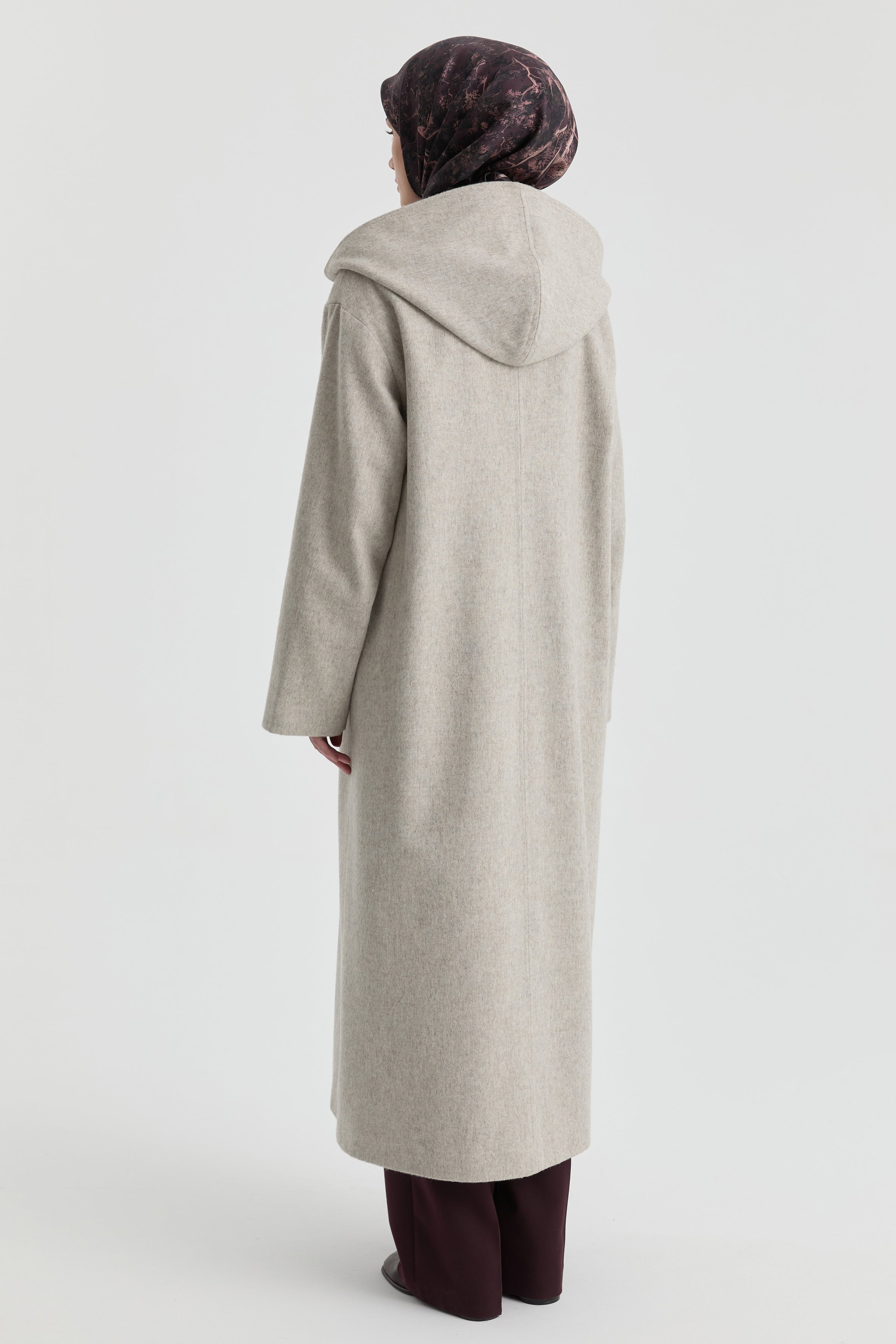 Kapüşonlu Kaşe Manto - Taş TUGBA