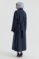 Kemeri Düğme Detaylı Manto - İndigo TUGBA