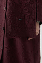 Kombinli Atkılı Kapitone Pardesü - Mürdüm TUGBA