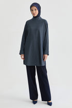 Dik Yakalı Tunik - Lacivert TUGBA
