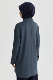 Dik Yakalı Tunik - Lacivert TUGBA