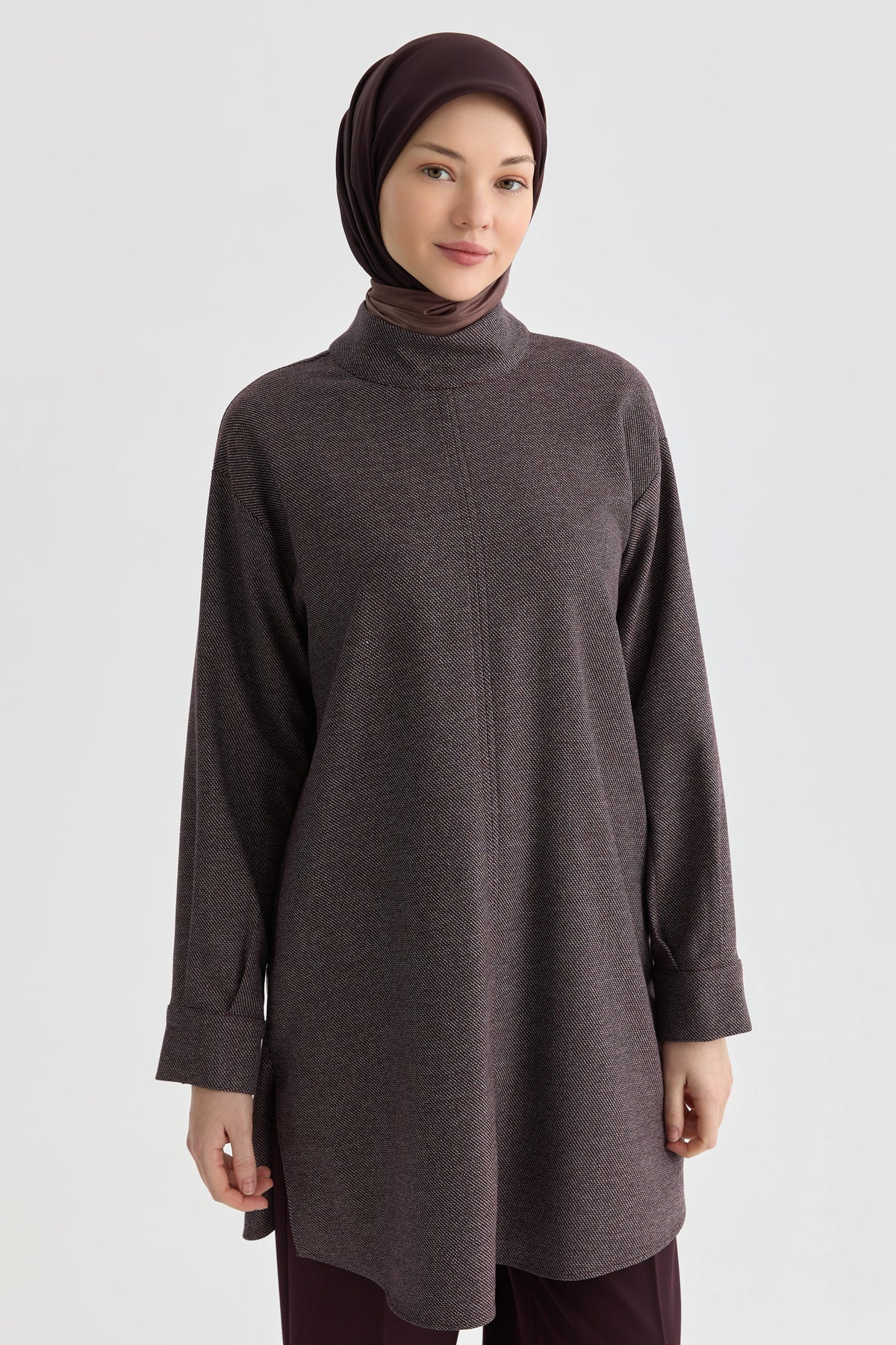 Dik Yakalı Tunik - Bordo TUGBA
