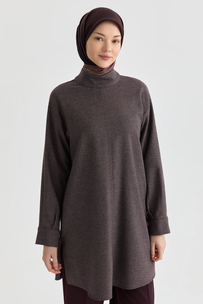 Dik Yakalı Tunik - Bordo TUGBA