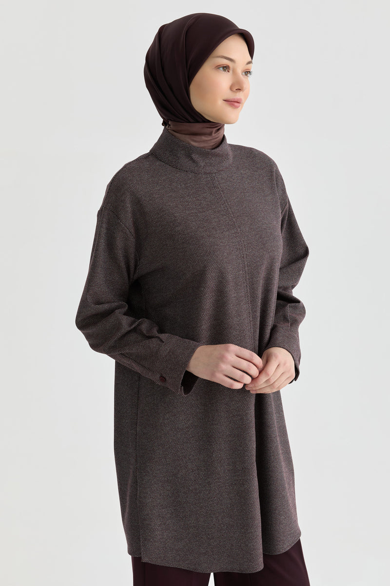 Dik Yakalı Tunik - Bordo TUGBA