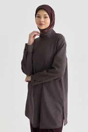 Dik Yakalı Tunik - Bordo TUGBA