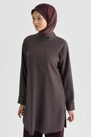 Dik Yakalı Tunik - Bordo TUGBA