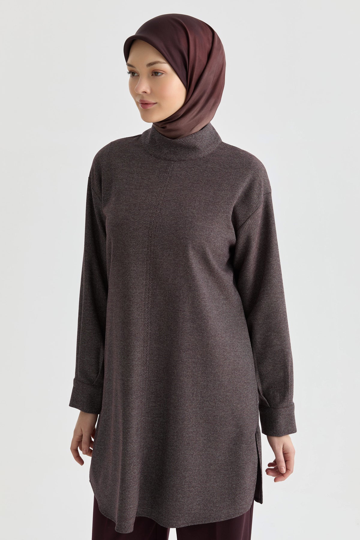 Dik Yakalı Tunik - Bordo TUGBA