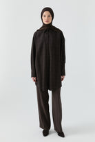 Kare Desenli Tunik - Acı Kahve TUGBA