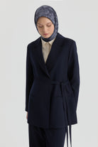 Yandan Bağlamalı Ceket - Lacivert TUGBA