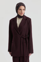 Yandan Bağlamalı Ceket - Bordo TUGBA