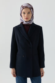 Kruvaze Basic Ceket - Lacivert TUGBA