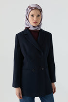 Kruvaze Basic Ceket - Lacivert TUGBA