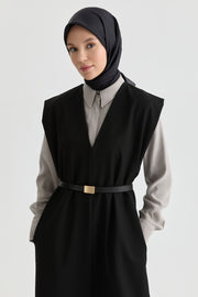 V yakalı Jile - Siyah TUGBA
