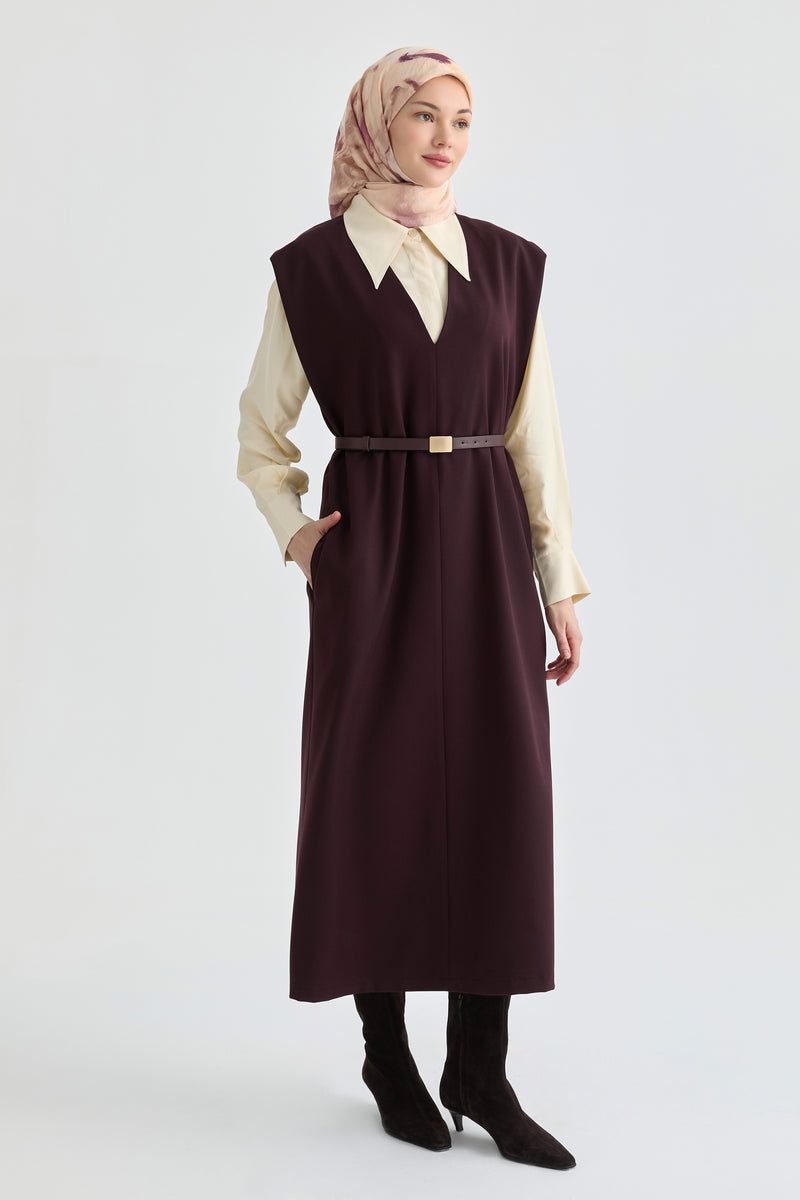 V yakalı Jile - Bordo TUGBA