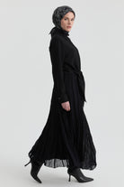 Crash Dokulu Uzun Etek - Siyah TUGBA