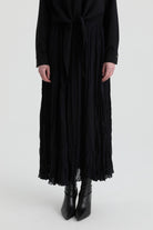 Crash Dokulu Uzun Etek - Siyah TUGBA