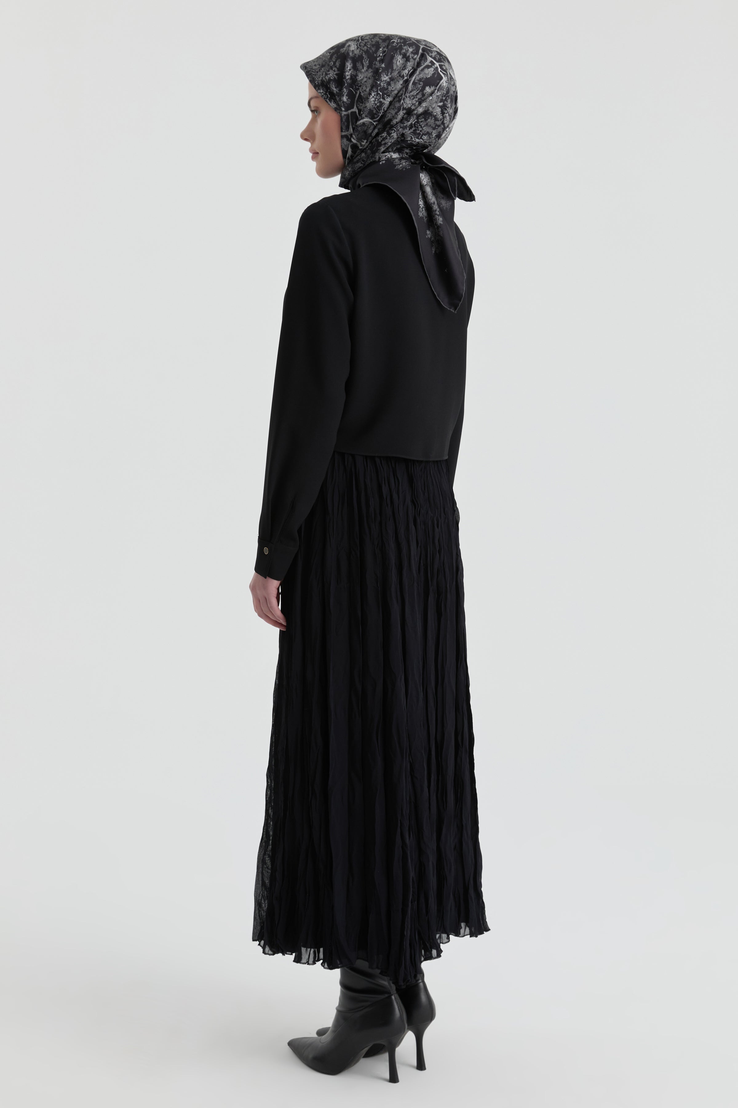 Crash Dokulu Uzun Etek - Siyah TUGBA