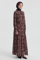 Desenli Etek - Kahve TUGBA