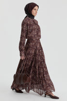 Desenli Etek - Kahve TUGBA