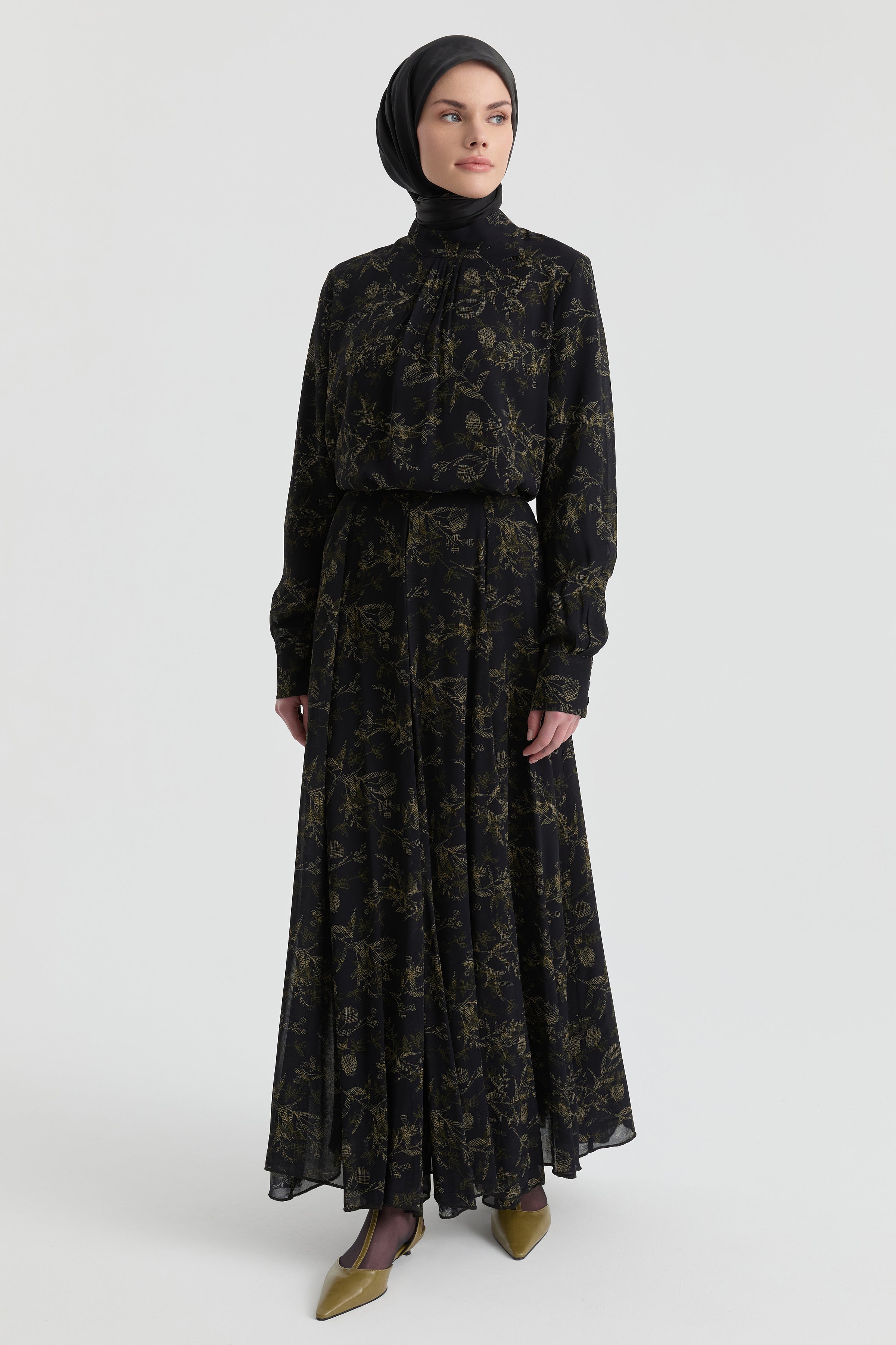 Desenli Etek - Siyah TUGBA