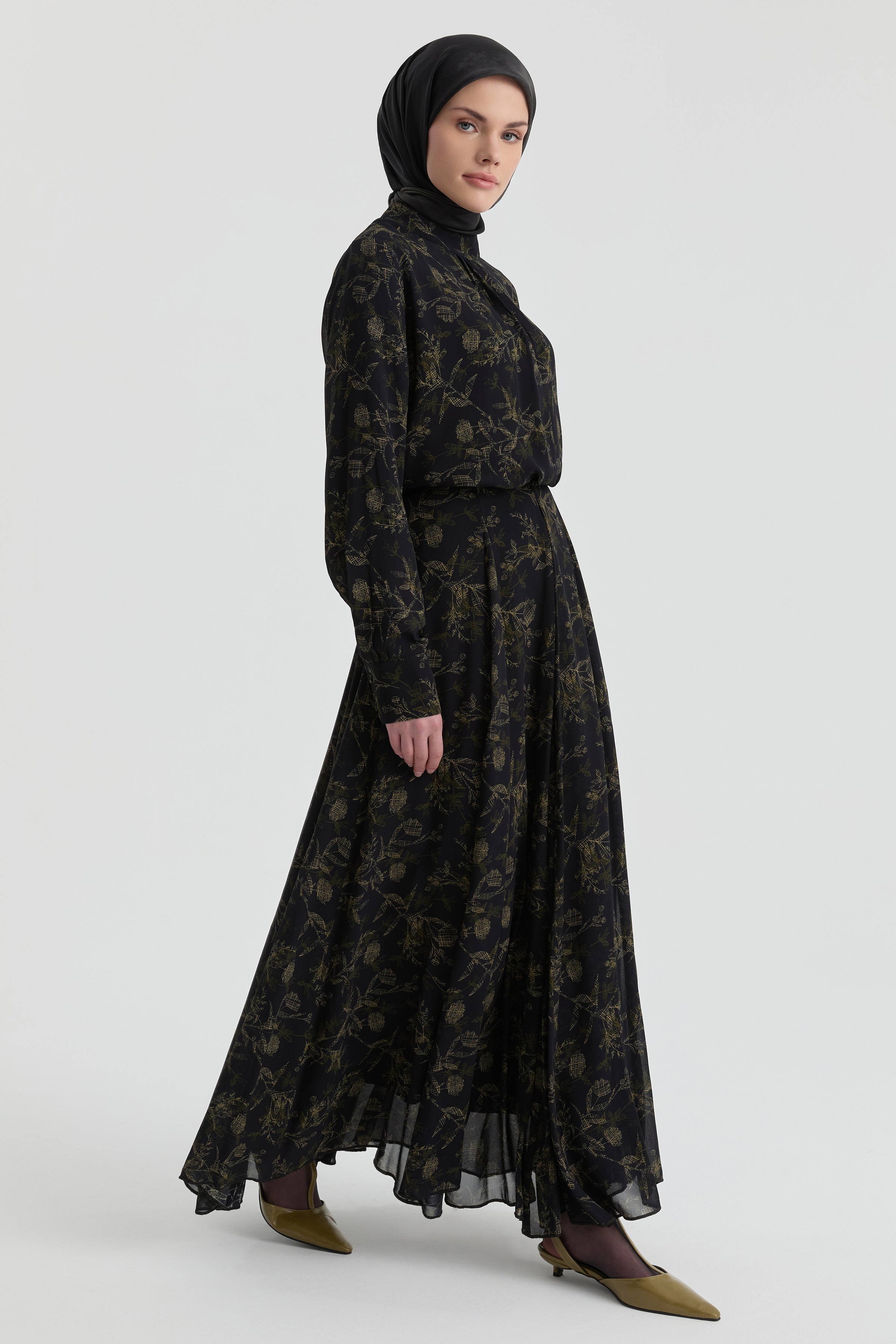 Desenli Etek - Siyah TUGBA