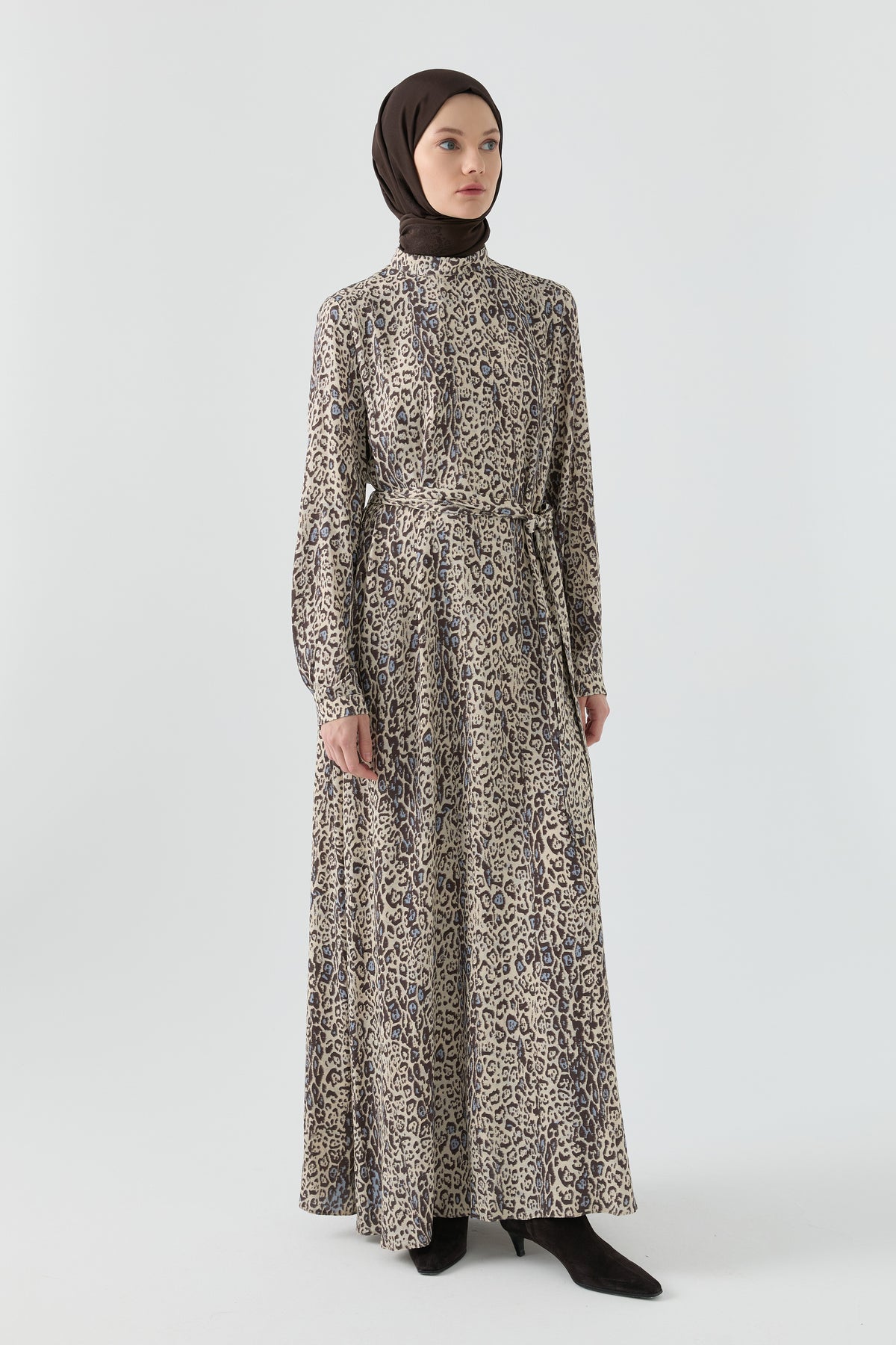 Vestido estampado - Marrón