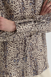Leopar Desenli Gömlek - Kahve TUGBA