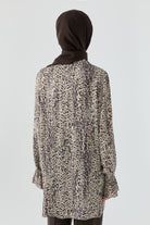 Kolları Lastik Detaylı Tunik - Kahve TUGBA