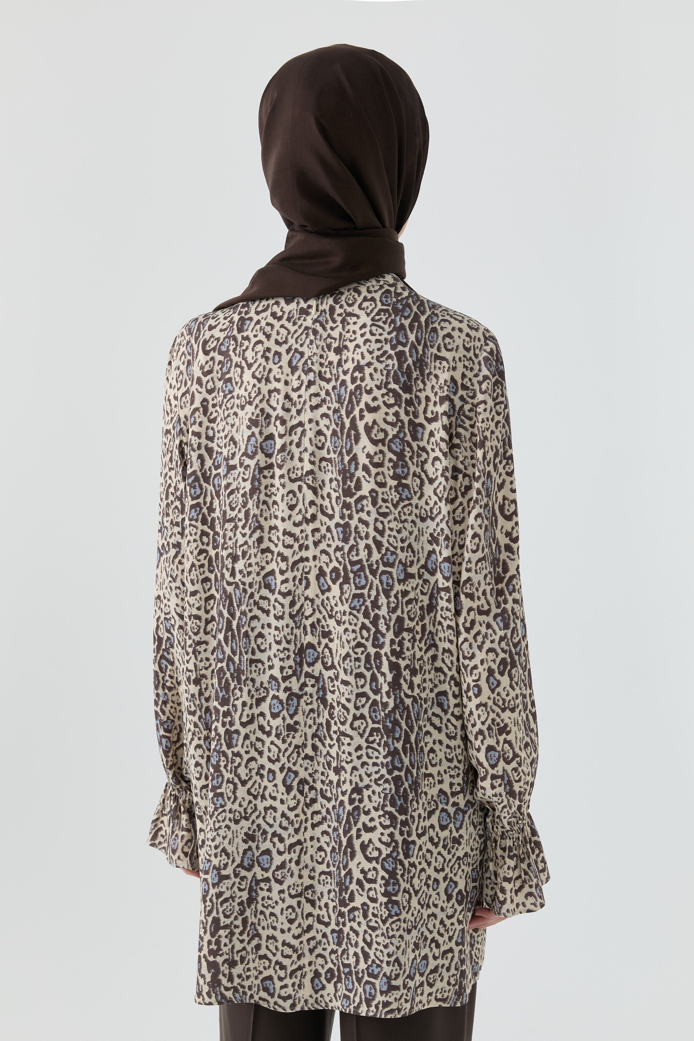 Kolları Lastik Detaylı Tunik - Kahve TUGBA