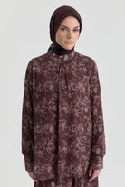 Kırma Detaylı Bluz - Kahve TUGBA