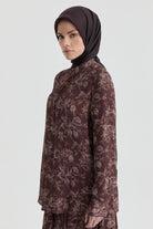 Kırma Detaylı Bluz - Kahve TUGBA