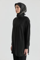 Önden Yarım Fermuarlı Tunik - Antrasit TUGBA