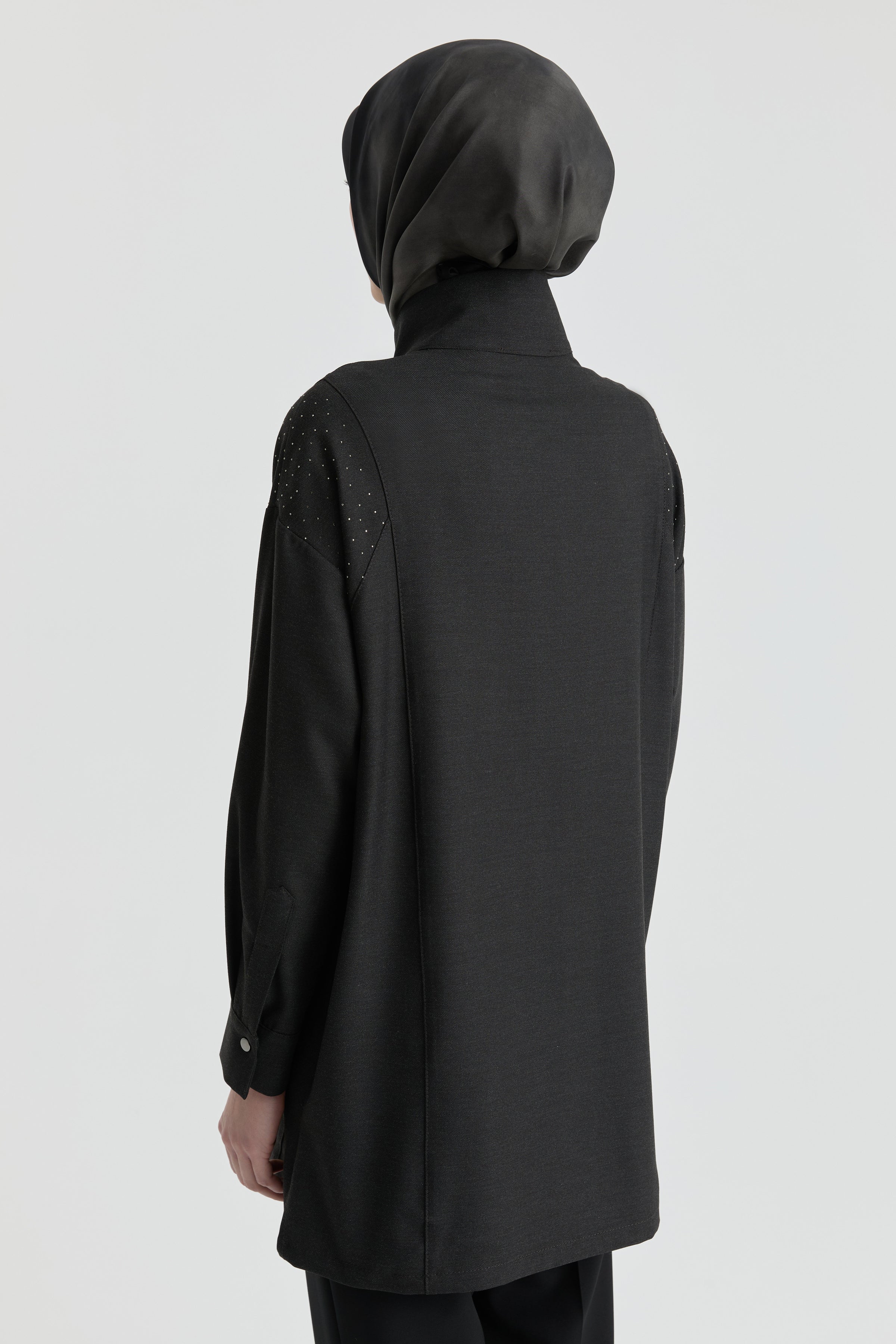 Önden Yarım Fermuarlı Tunik - Antrasit TUGBA