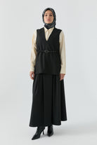 Kemer Detaylı Etek - Antrasit TUGBA