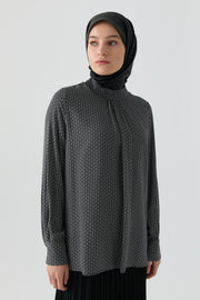 Zincir Desenli Bluz - Siyah TUGBA