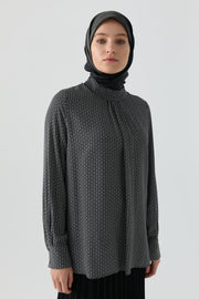 Zincir Desenli Bluz - Siyah TUGBA