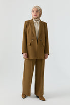 Cep Detaylı Ceket Pantolon Takım - Olive TUGBA