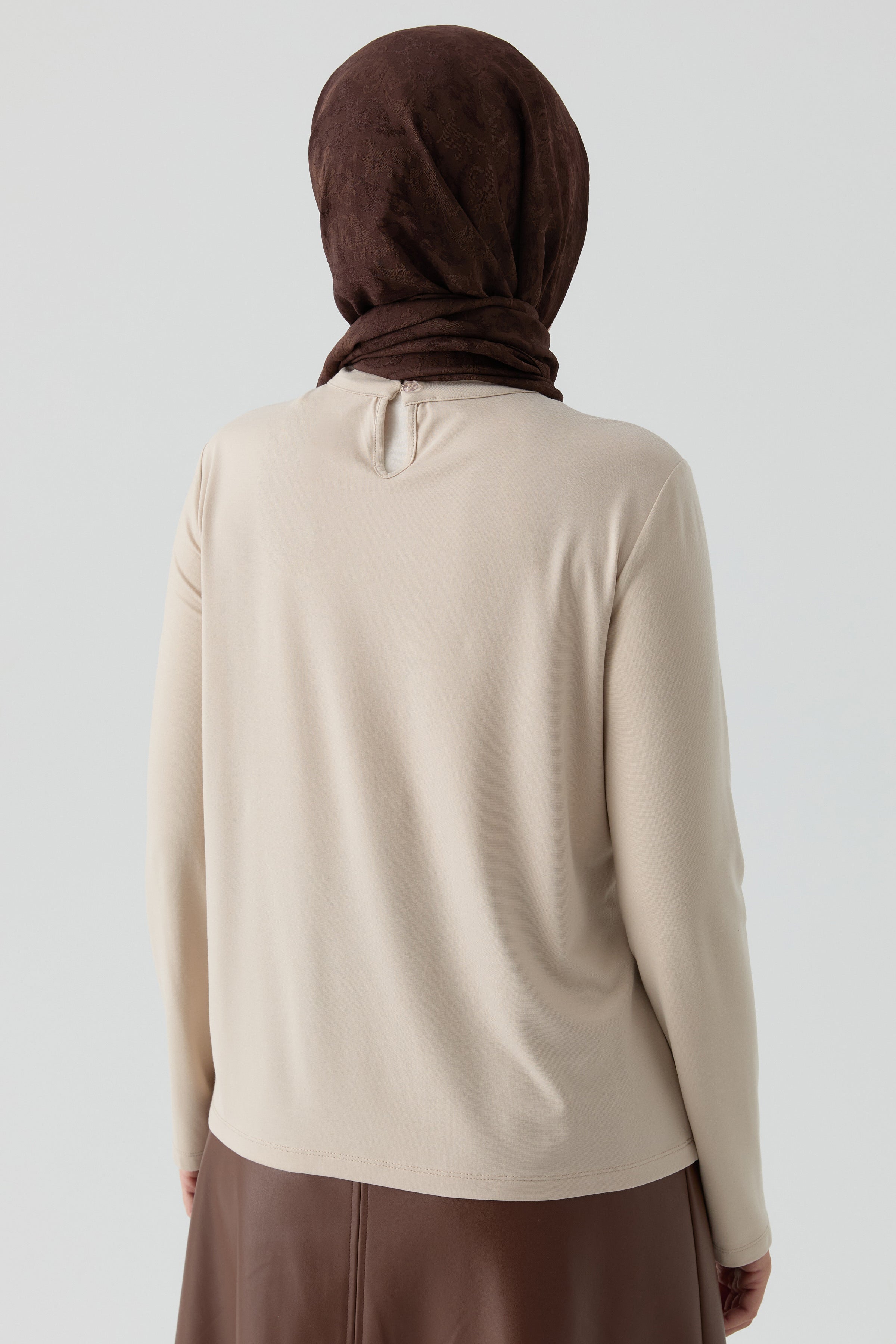 Yarım Balıkçı Yaka Bluz - Bej TUGBA