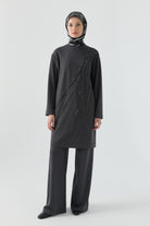 Önü Taş Detaylı Tunik - Antrasit TUGBA