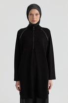 Reglan Kol Detaylı Tunik - Siyah TUGBA