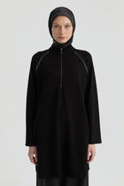 Reglan Kol Detaylı Tunik - Siyah TUGBA