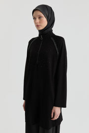 Reglan Kol Detaylı Tunik - Siyah TUGBA
