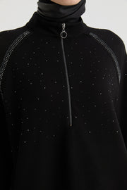 Reglan Kol Detaylı Tunik - Siyah TUGBA